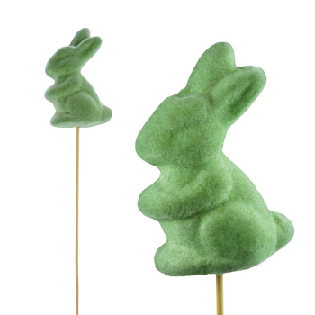 ZAJĄCZEK WIELKANOCNY NA PIKU DEKORACJA ZAJĄC FLOKOWANY OZDOBA NA PATYKU