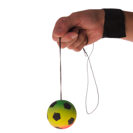 PIŁKA NA GUMCE Z OPASKĄ ODBIJANA TĘCZOWA ZABAWKA ANTYSTRESOWA JOJO GRA