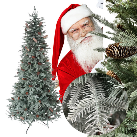 SZTUCZNA CHOINKA PREMIUM SILIKONOWA ZIELONA SREBRNY ŚWIERK FULL PE 180 cm