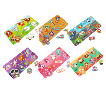 UKŁADANKA DREWNIANA EDUKACYJNE KLOCKI PUZZLE Z UCHWTAMI