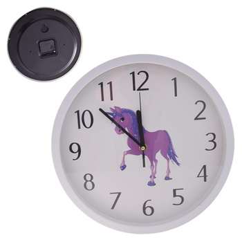 ZEGAR ŚCIENNY DZIECIĘCY JEDNOROŻEC 30cm CICHY NOWOCZESNY ZEGARY ŚCIENNE