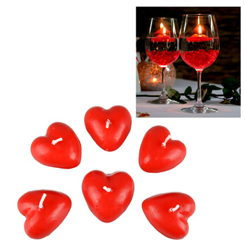 Świece pływające wodne SERCA CZERWONE serduszka świeczki WALENTYNKI x6szt