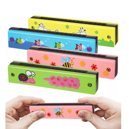 HARMONIJKA DREWNIANA USTNA INSTRUMENT DLA DZIECI 