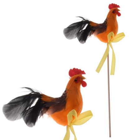 KURA KURCZAK NA PIKU DEKORACJA DREWNO OZDOBA NA PATYKU STROIK