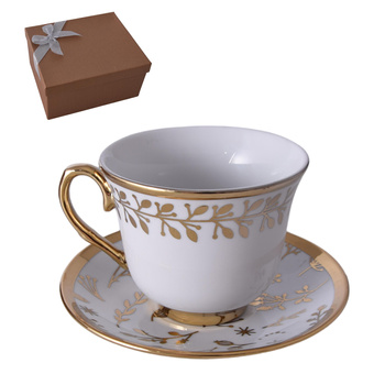 FILIŻANKA ZE SPODKIEM DO HERBATY KAWY ZESTAW PREZENTOWY 250ml