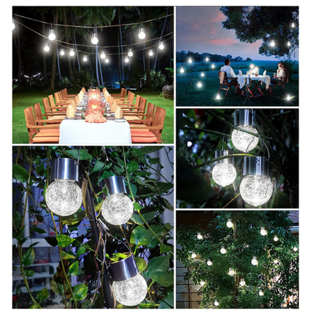 LAMPA ŻARÓWKA LAMPKA SOLARNA LED KULA SZKLANA WISZĄCA