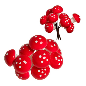 GRZYBKI DEKORACYJNE MUCHOMORKI NA DRUCIKU STROIK 10szt