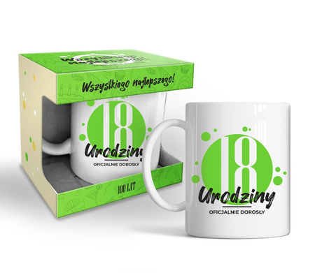 KUBEK URODZINOWY PREZENT NA URODZINY 18 - STKA 18 URODZINY OFICJALNIE DOROSŁA