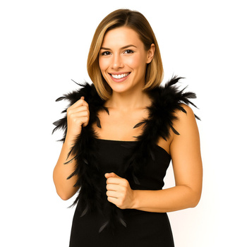 SZAL BOA z Piór SUPER PUSZYSTE 180cm CZARNY