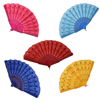 WACHLARZ CHIŃSKI JAPOŃSKI SKŁADANY Z NADRUKIEM KOLOROWE 24cm