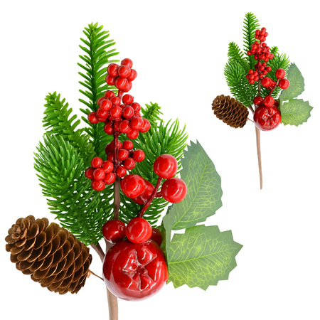 Świąteczna gałązka gałązki do stroików dekoracyjna ozdobna sztuczne kwiaty