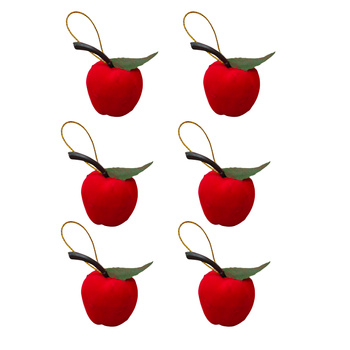 Czerwone jabłuszka na choinkę jabłko owoce 6 szt ozdoby świąteczne welurowe