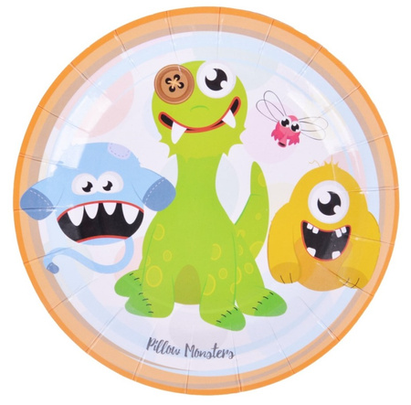 TALERZYKI URODZINOWE PAPIEROWE Pillow Monsters PARTY 18 CM 8 SZT