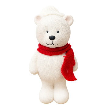 Miś figurka ceramiczna 14 cm ozdoba świąteczna zimowa PREZENT MIKOŁAJKI