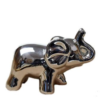 SŁOŃ SŁONIK Z TRĄBĄ DO GÓRY PREZENT NA SZCZĘŚCIE SREBRNY  LUSTRZANY