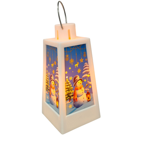 Lampion adwentowy LED z bałwankiem na baterie latarenka na roraty