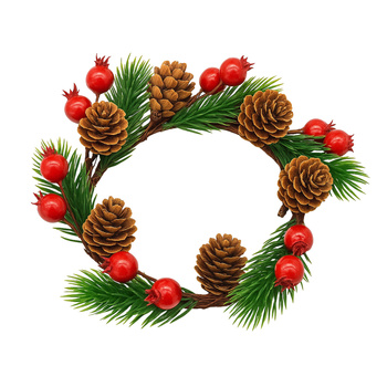 Stroik bożonarodzeniowy wianek z igliwem szyszkami głóg dekoracja 19 cm