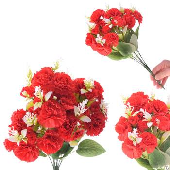 GODŹIK GOŹDZIKI BUKIET BUKIECIK KWIATY SZTUCZNE KOMPOZYCJA CZERWONA