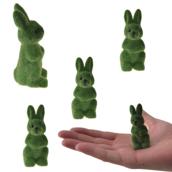 ZAJĄC ZAJĄCZEK KRÓLICZEK FLOKOWANY ZAJĄCZKI DEKORACJA STROIK WIELKANOC 3szt