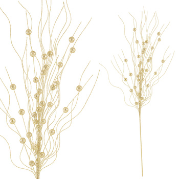 Złota gałązka świąteczna brokatowa do wazonu stroika dekoracja glamour