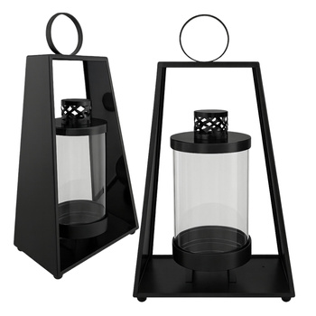 LATARNIA LATARENKI LATARNIE GLAMOUR LAMPIONY ŚWIECZNIK TRAPEZ CZARNE