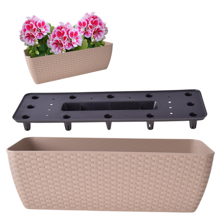 SKRZYNKA BALKONOWA DONICZKA DONICA Z WKŁADEM RATTAN 50cm