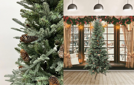 SZTUCZNA CHOINKA PREMIUM SILIKONOWA ZIELONA SREBRNY ŚWIERK FULL PE 210 cm 