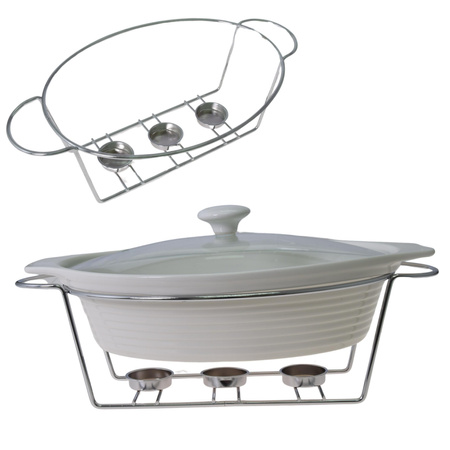 NACZYNIE z PODGRZEWACZEM ŻAROODPORNE OWALNE CERAMICZNE 2,2L