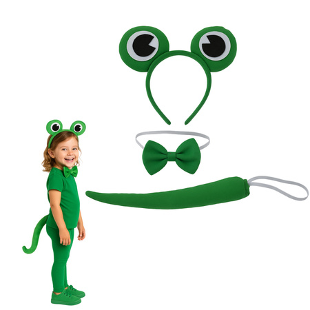 ŻABA ŻABKA ZESTAW OPASKA USZY OGON MUSZKA PRZEBRANIE