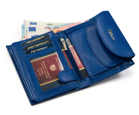 PORTFEL DAMSKI SKÓRZANY Z KLAPKĄ PETERSON RFID w pudełku na prezent