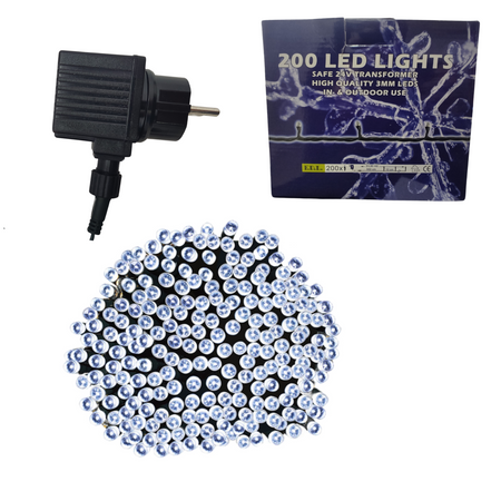 LAMPKI ŚWIATEŁKA CHOINKOWE NA CHOINKĘ 200 LED 25m ZEW/WEW BIAŁE ZIMNE IP44