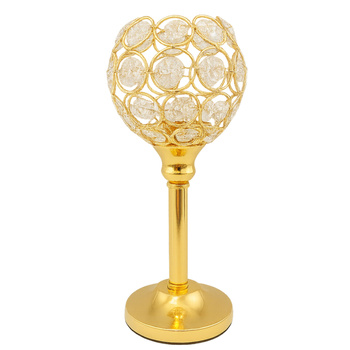 ŚWIECZNIK GLAMOUR Z KRYSZTAŁKAMI LAMPION NA TEALIGHTY ZŁOTY KULA 27cm