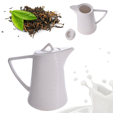 DZBANEK DO NAPOJÓW MLEKA NA HERBATĘ Z POKRYWKĄ CERAMICZNY BIAŁY 1000ml
