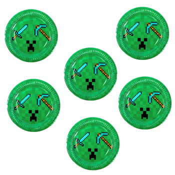 Talerzyki Urodzinowe Papierowe 18cm Motyw Piksele 6szt