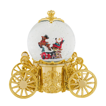 Pozytywka świąteczna kula wodna LED złota kareta Mikołaj