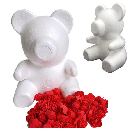 MIŚ STYROPIANOWY ROSE BEAR DO RÓŻ RĘKODZIEŁO 30 cm