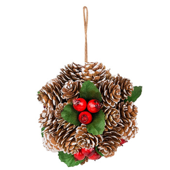 Kula dekoracyjna świąteczna bombka z szyszek kulka do zawieszenia 12 cm