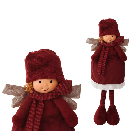 Aniołek świąteczny figurka stojąca czerwona dekoracja bożonarodzeniowa 45 cm