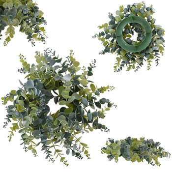 WIANEK DEKORACYJNY WIANKI SZTUCZNE KWIATY EUKALIPTUS BUKSZPAN 30CM