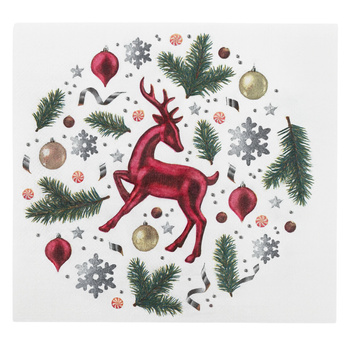Serwetki świąteczne bożonarodzeniowe papierowe RENIFER 33x33cm 20 szt