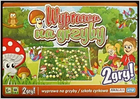 GRA PLANSZOWA DLA DZIECI 2w1 WYPRAWA NA GRZYBY SZKOŁA CYRKOWA