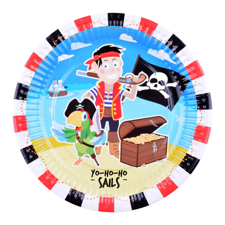 TALERZYKI URODZINOWE PAPIEROWE Piraci PARTY 18 CM 8 SZT