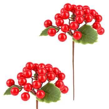 Gałązka ozdobna czerwona ostrokrzew głóg kulki wianki stroiki gałązki