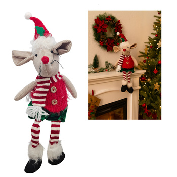 Figurka świąteczna myszka w czapce Mikołaja dekoracja bożonarodzeniowa 40cm