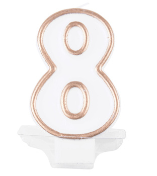 Świeczka cyferka na tort biała ósemka nr 8