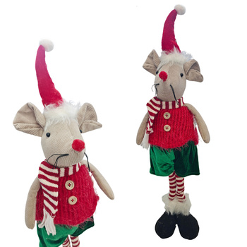 Figurka świąteczna myszka w czapce Mikołaja dekoracja bożonarodzeniowa 60cm