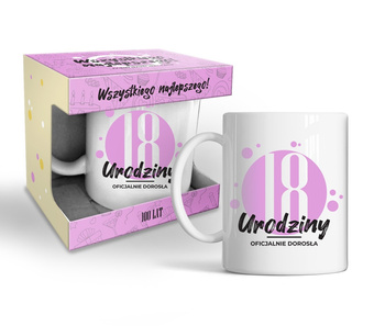 KUBEK URODZINOWY PREZENT NA URODZINY 18 - STKA 18 URODZINY OFICJALNIE DOROSŁA