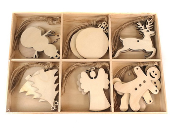 ZAWIESZKI NA CHOINKĘ STROIK ŚWIĄTECZNE DREWNIANE WIANEK ZESTAW 30 sztuk