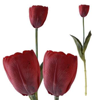 TULIPAN GUMOWANY JAK ŻYWY KWIATY DO WAZONU DEKORACYJNE CZERWONE TULIPANY