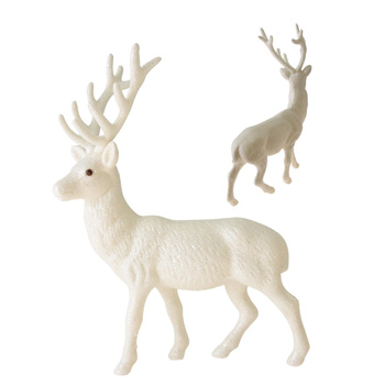 RENIFER JELEŃ BROKACONY BIAŁY FIGURKA BROKATOWA DEKORACJA